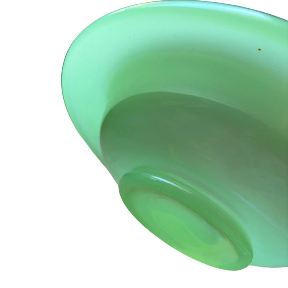Vintage Fenton Jadeite Bowl 9 in Smooth Rim Glassware Mid Century Modern Kitchen